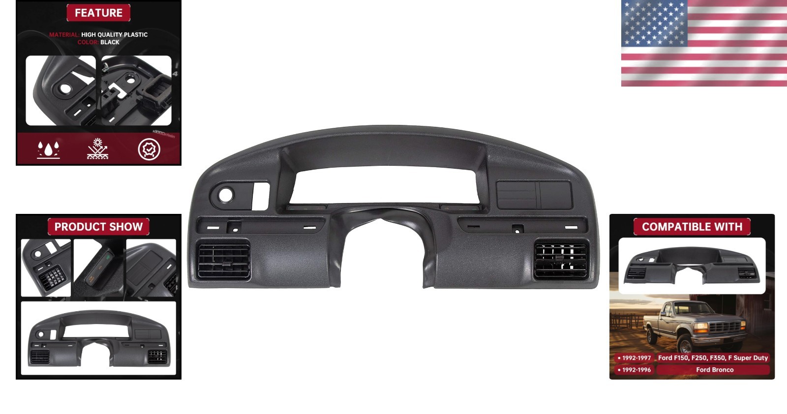 Instrument Dash Cluster Bezel for 1994-1997 Ford F250/F350 Diesel,F4TZ15044D70-C