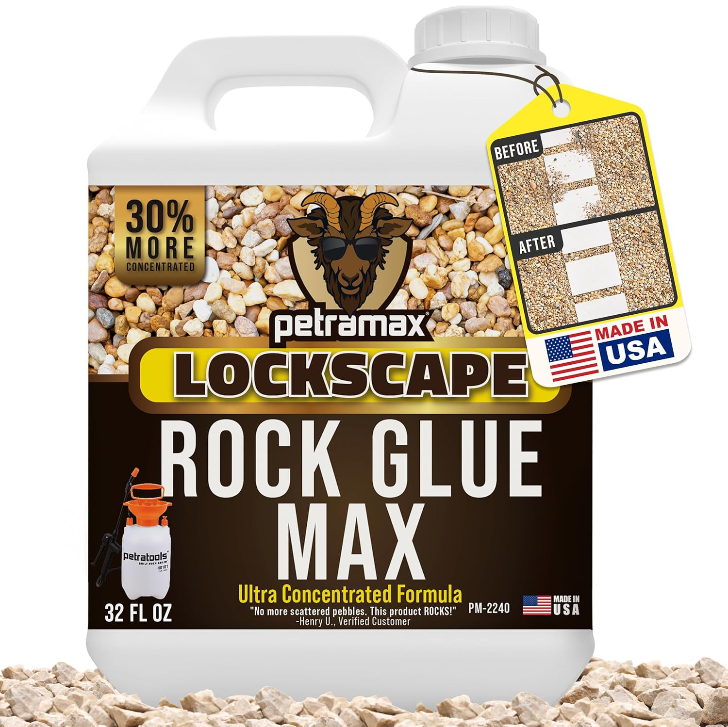 32 Ounce Rock Glue Ground Coverage Pet Safe Sticky Gravel Binder 50 Sq Ft