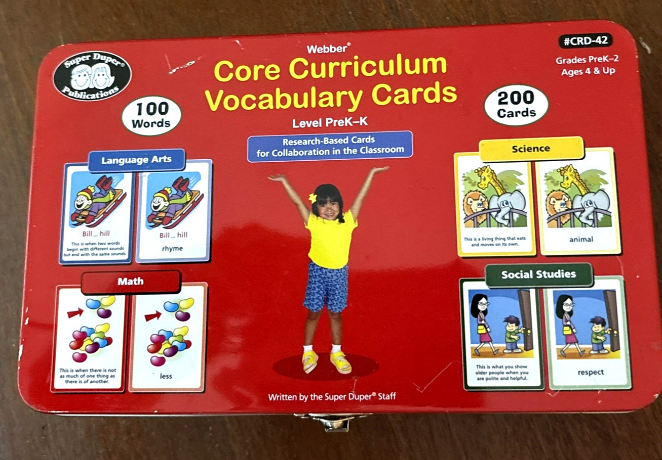 Webber Core Curriculum Vocabulary Cards Level PreK – 2