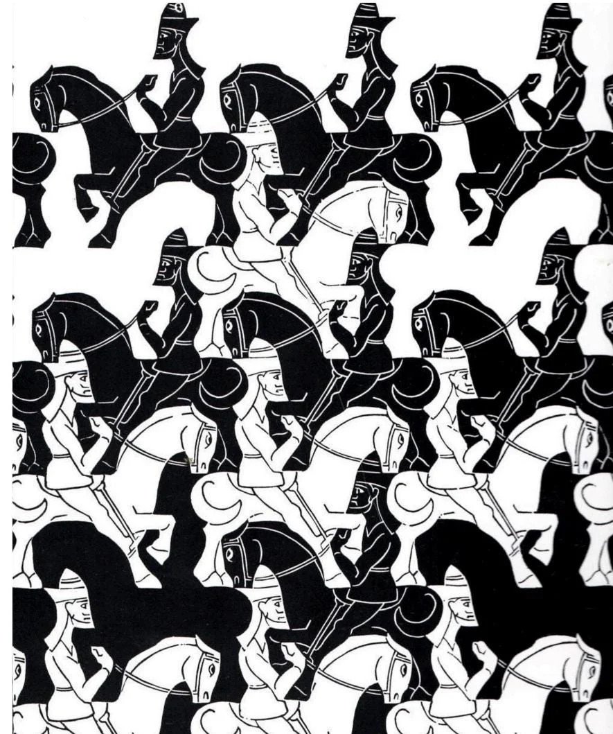 48 Pieces Escher Horse Tessellation Tiles Print | Art Print Decor | Unique Wall