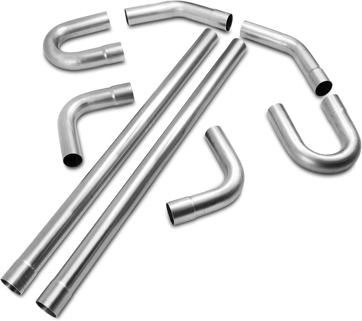 JY PERFORMANCE 2.5 Inch Universal T304 Stainless Steel Exhaust Pipe Tubing Kit 1