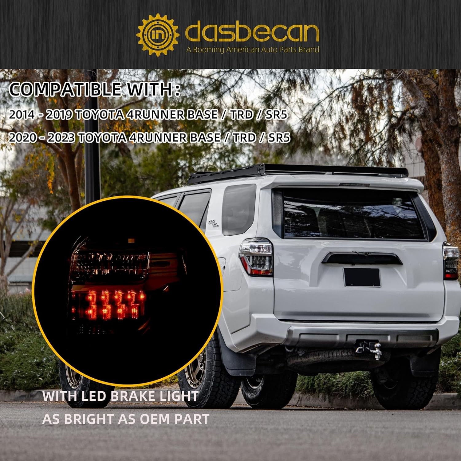 Left Driver Side Tail Light Compatible with 2014-2024 Toyota 4Runner Rear Tail