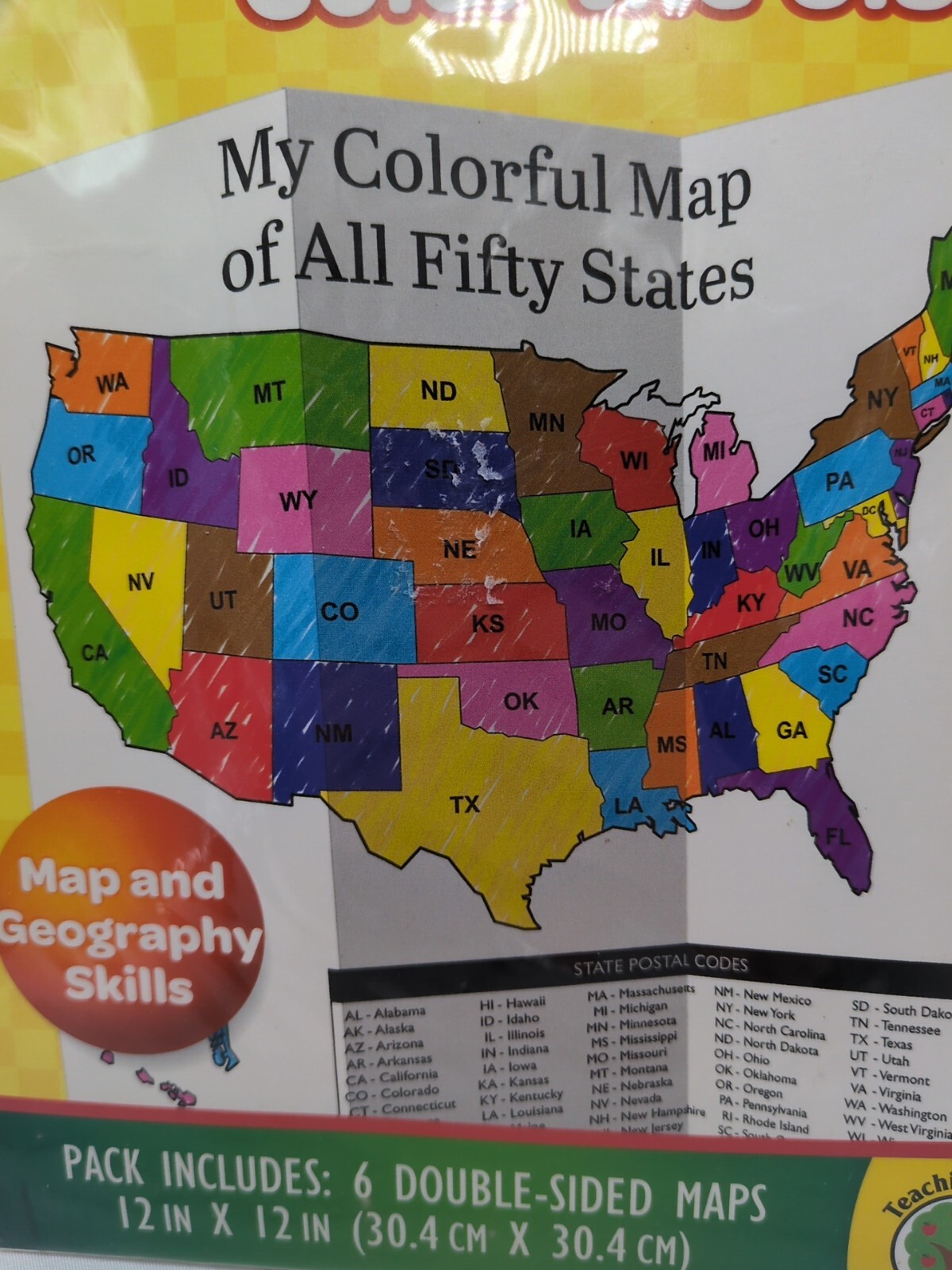 Crayola States And Symbols Color The USA Maps (6) 12″ X 12″