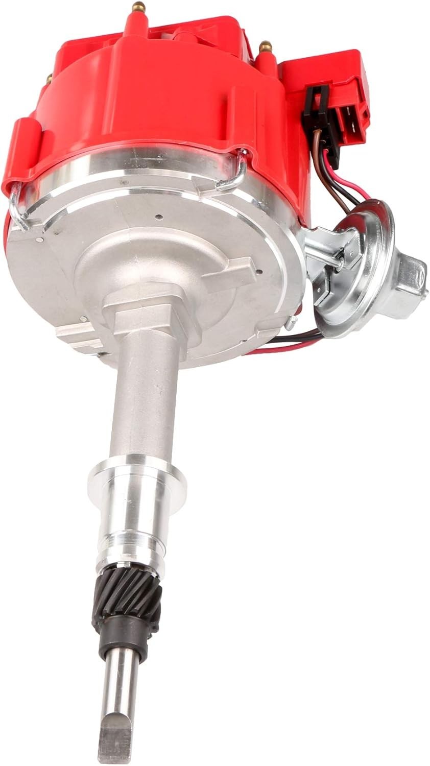 HEI Distributor w/ Plug Wires for Jeep AMC 232 242 258 I6 65K Coil Red Cap