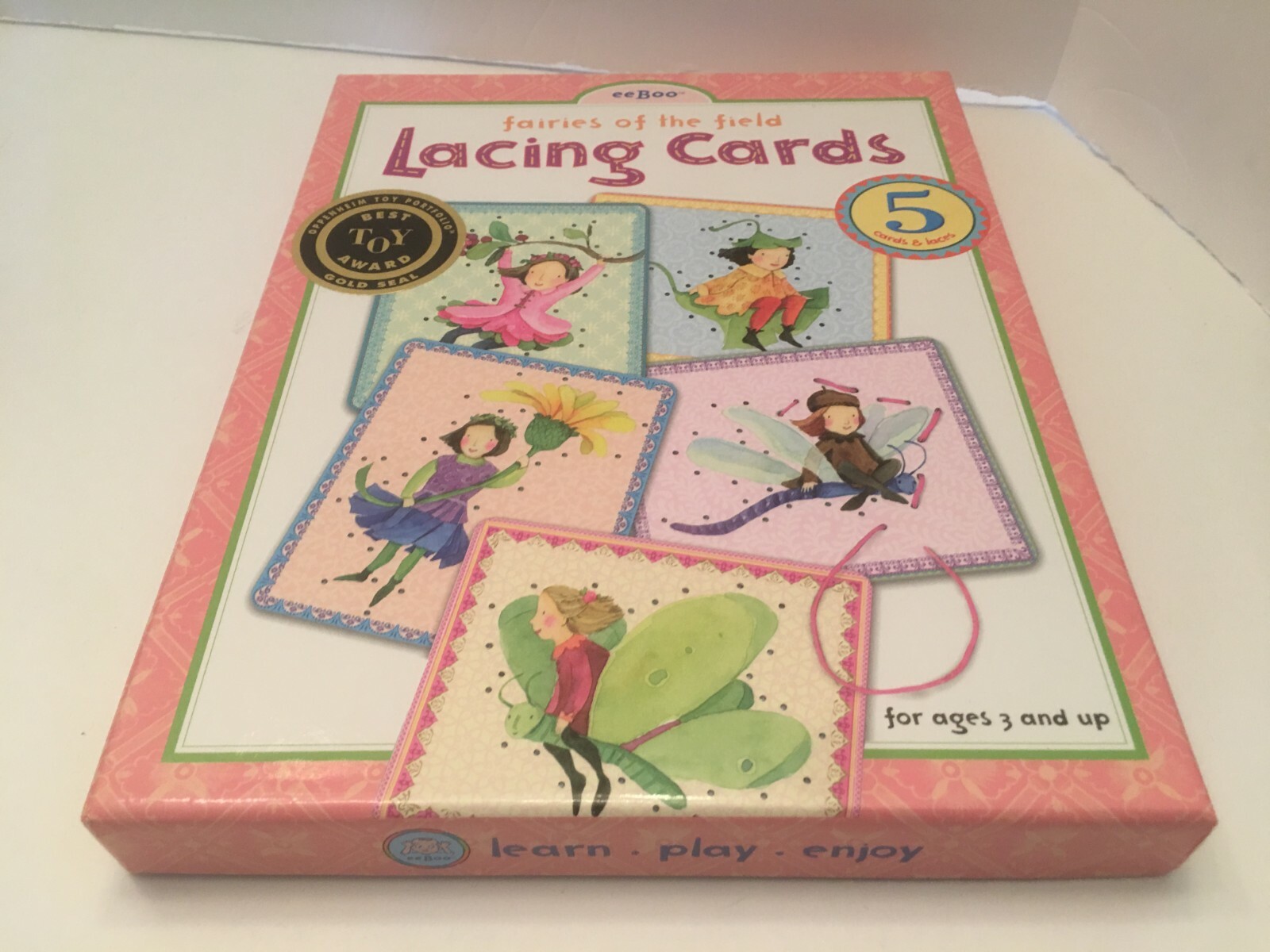 eeBoo Fairies of the Field Lacing Cards 5 Cards & Laces Complete