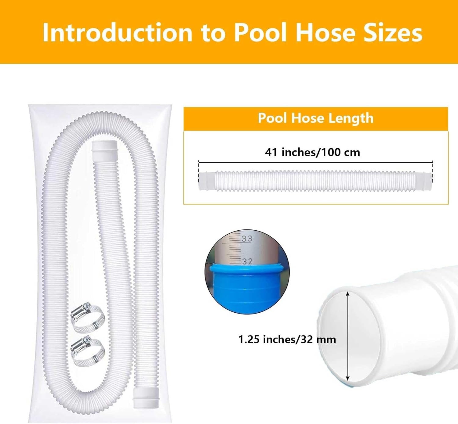 1-1/4-Inch Replacement Pool Hoses for Intex Coleman Bestways Above Ground Pools