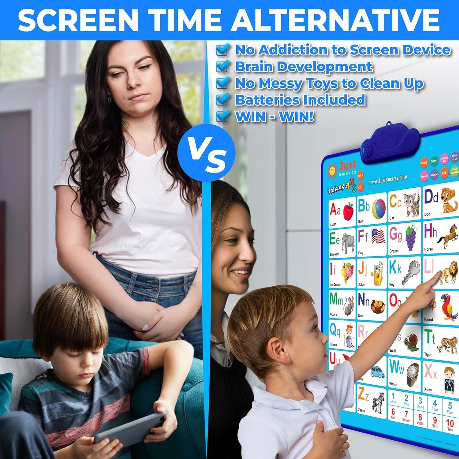 Interactive ABC & 123 Music Poster for Toddlers | Engaging Learning Wall Chart