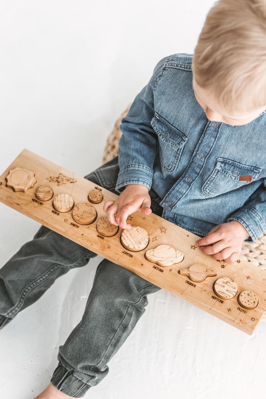 Solar system toddler puzzle toy, Montessori learning science toys, preschool