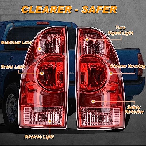 Tail Light Assembly Compatible With 2005-2015 Black Housing with Clear Lens