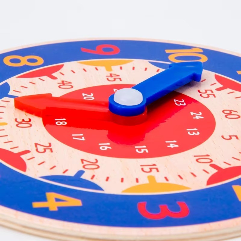 Wooden Montessori Teaching Clock 14cm / 5.5″ Kids Time Learning Toy Toddler Aid