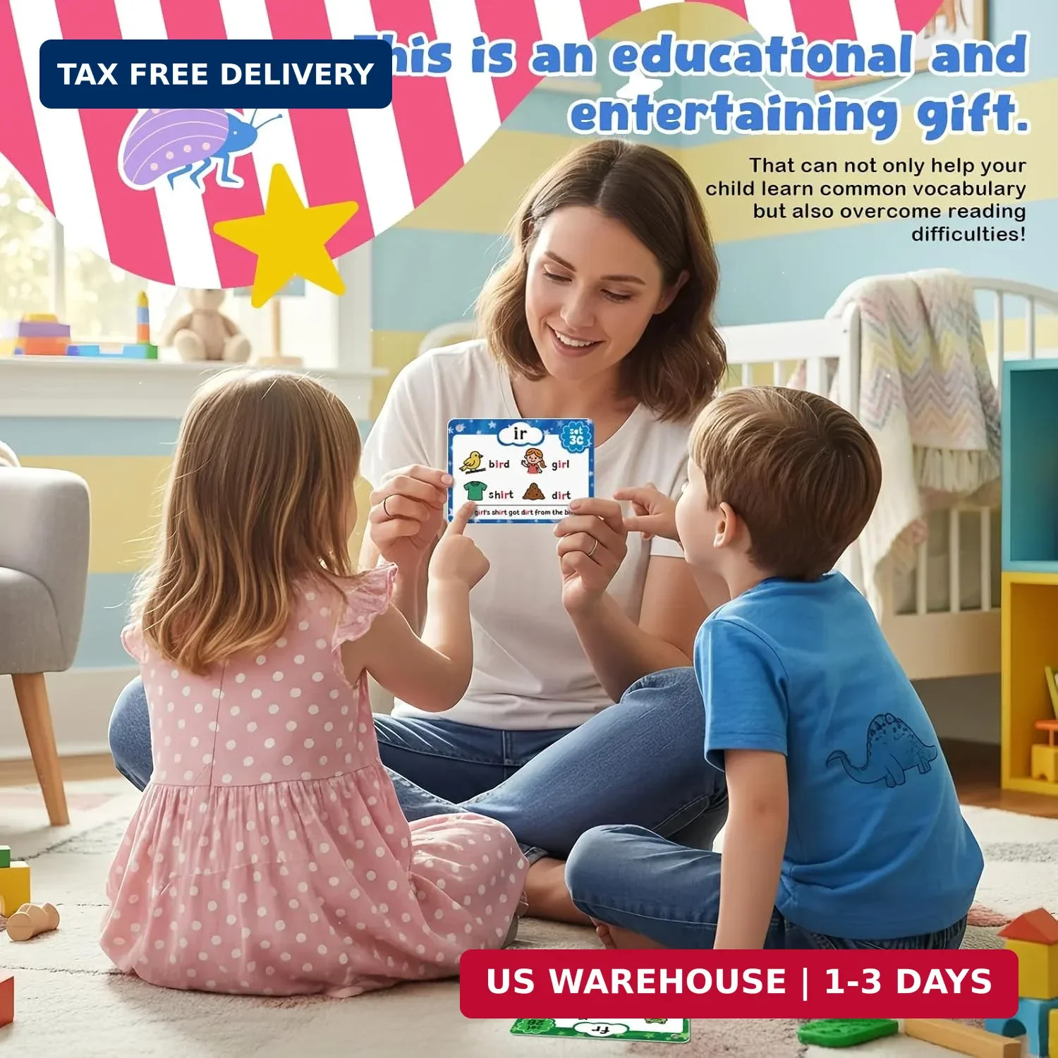 Phonics Flash Cards, Sight Words Flash Cards for Kindergarten, Learn to Read