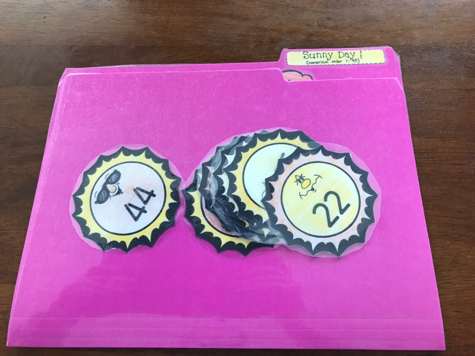 Sunny Days! Numerical order 1-45 1st grade math file folder game teacher