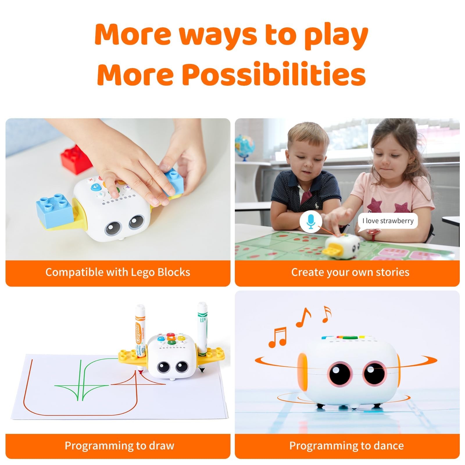 Educational Coding Robot for Kids 3-5, STEM Learning Toy, Screen-Free Robotics f