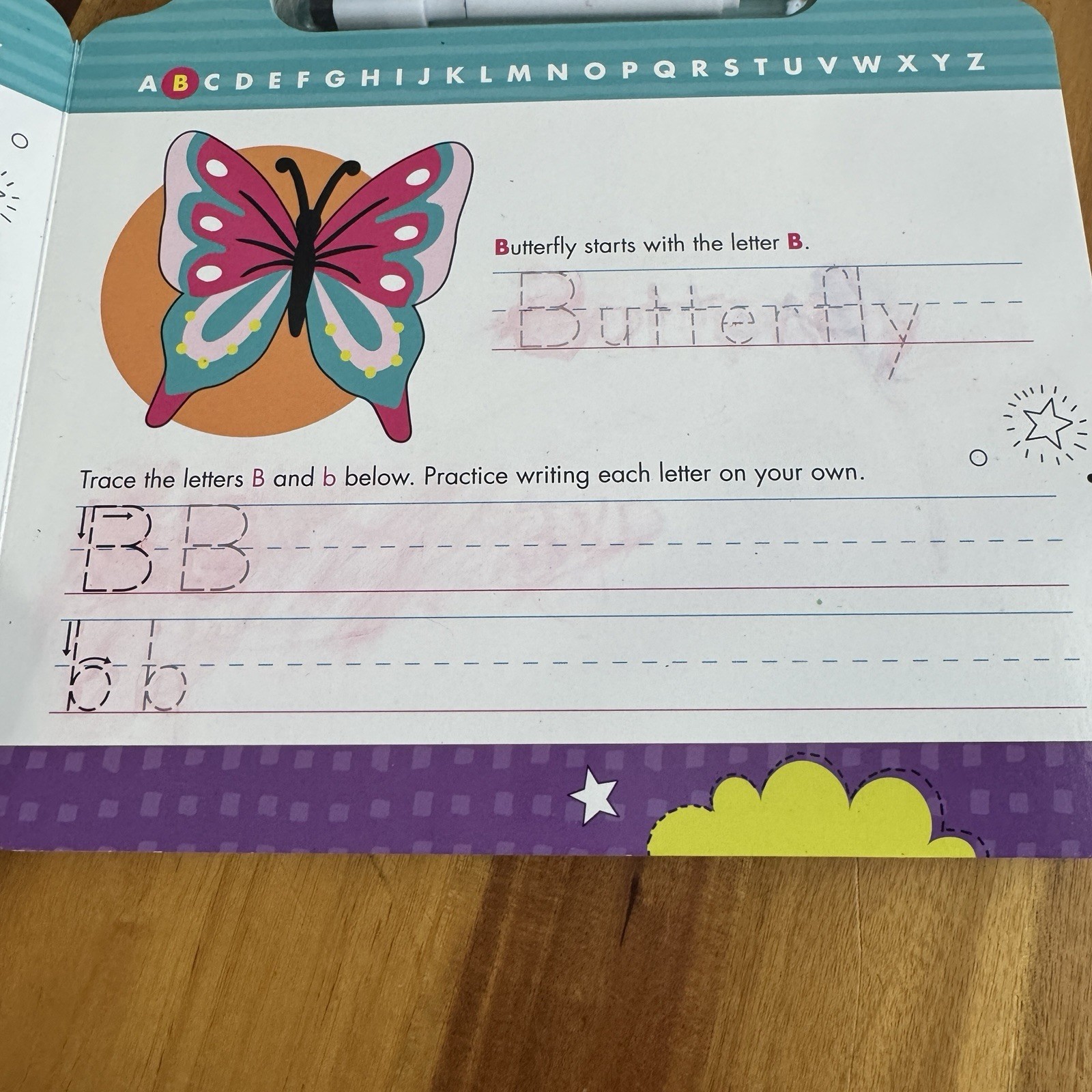 Bendon Wipe-off Board ABC Unicorn Homeschool Kids Learning Book