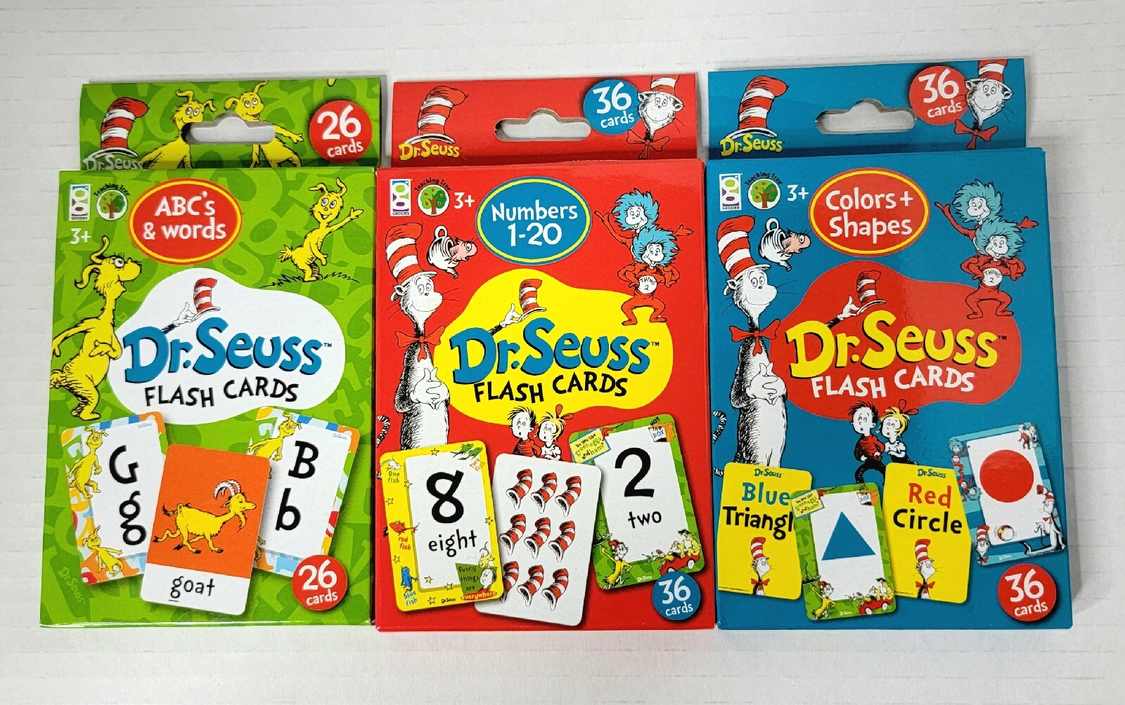 Dr. Seuss Cat In The Hat Flash Cards 3 Pack ABC’s Words Numbers Colors Shapes