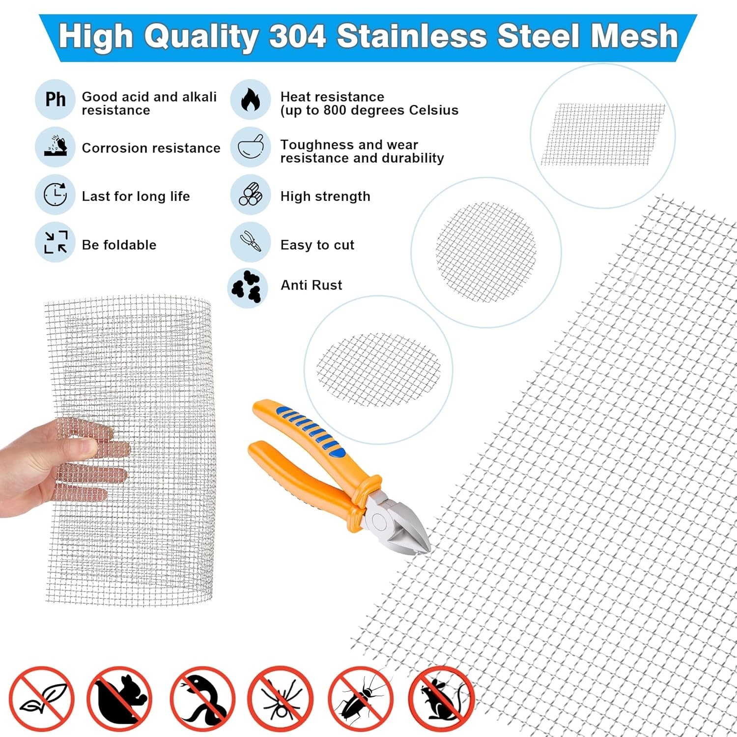 Upgraded 2Pack Mesh Screen Crimped 304, 5 Mesh 11 X 14.2 inch, Not Easy Falli…