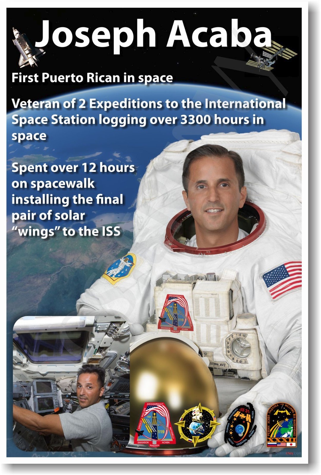 NASA Astronaut Joseph Acaba – First Puerto Rican in Space- NEW POSTER
