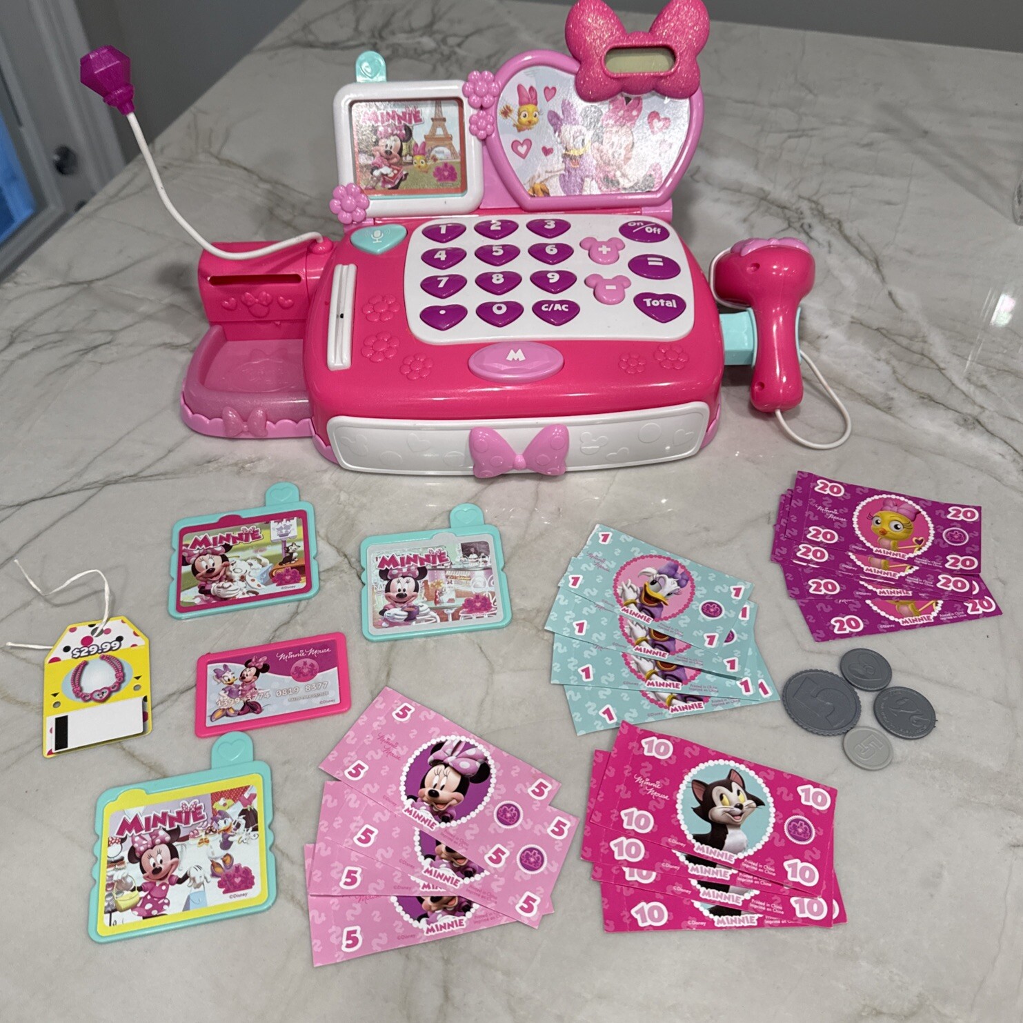 Disney Minnie cash register Microphone Scanner talking interactive
