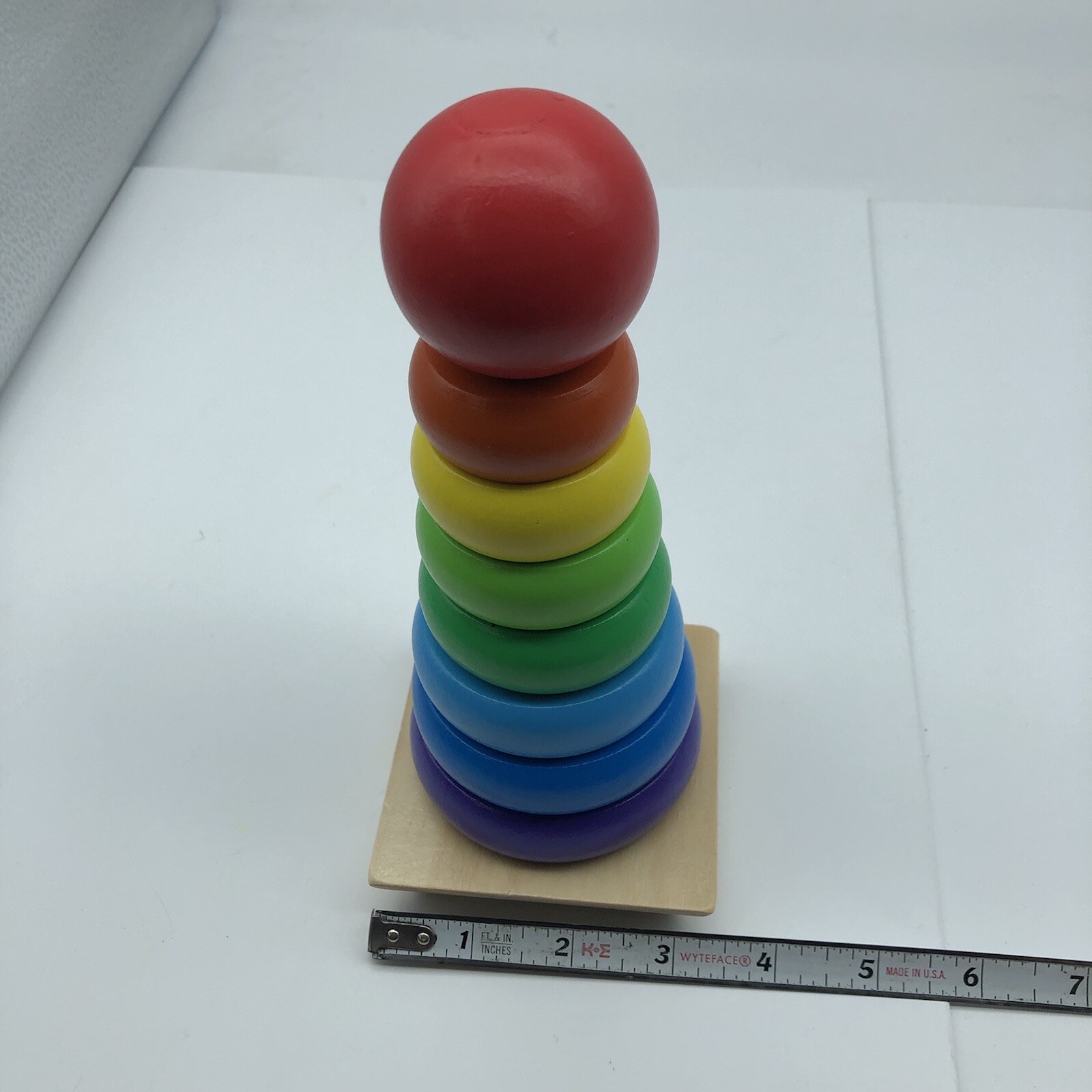 Melissa Doug Wood Toy Rainbow Stacker Rings Toddler Baby Educational