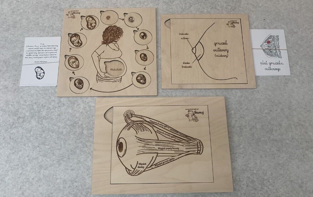 Lot of 3 Skumaj To Polish Anatomy Educational Puzzles – Milk Matters & More READ