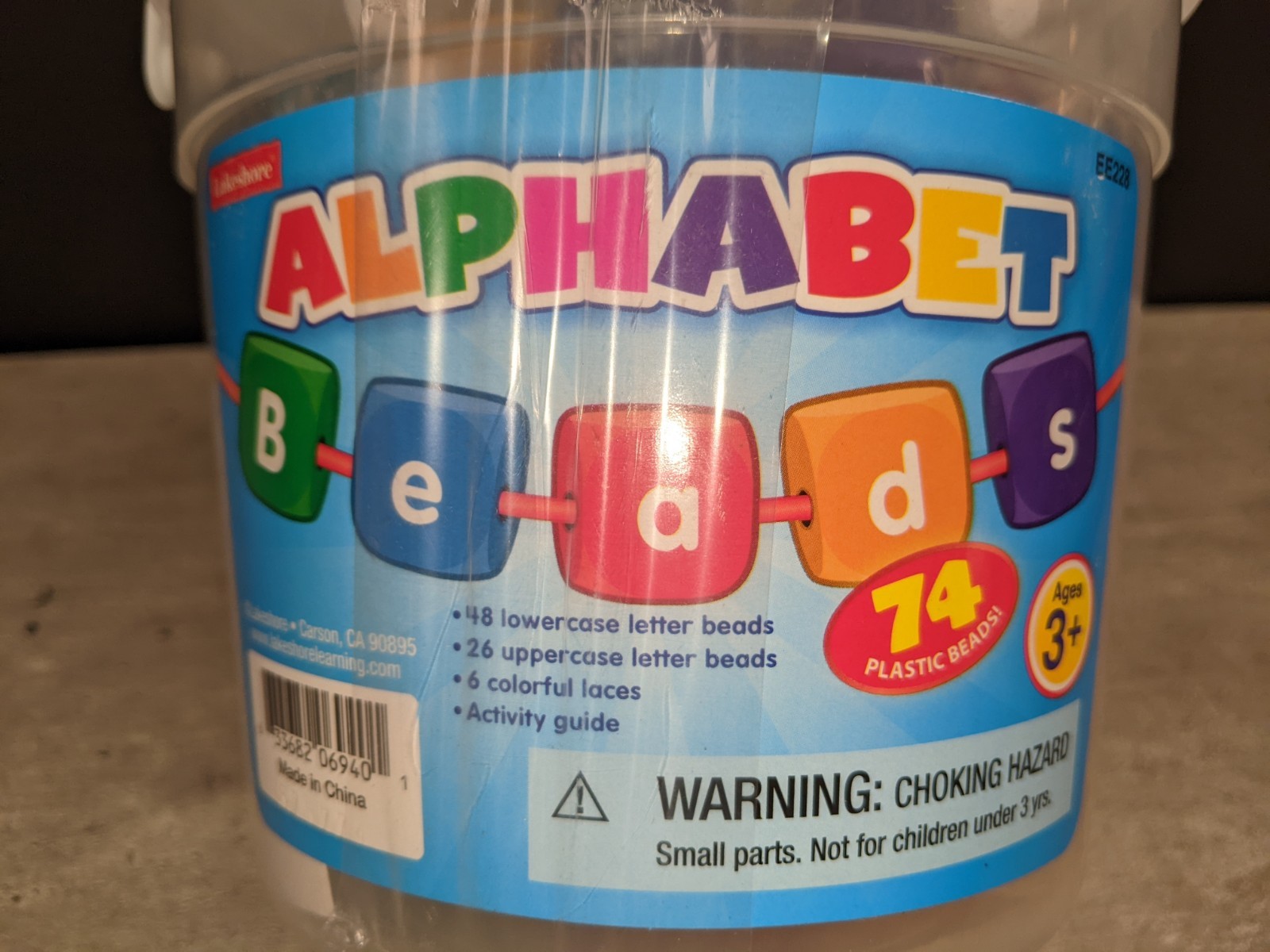 new Lakeshore ALPHABET BEADS String EDUCATIONAL Materials 74 Large Beads SEALED