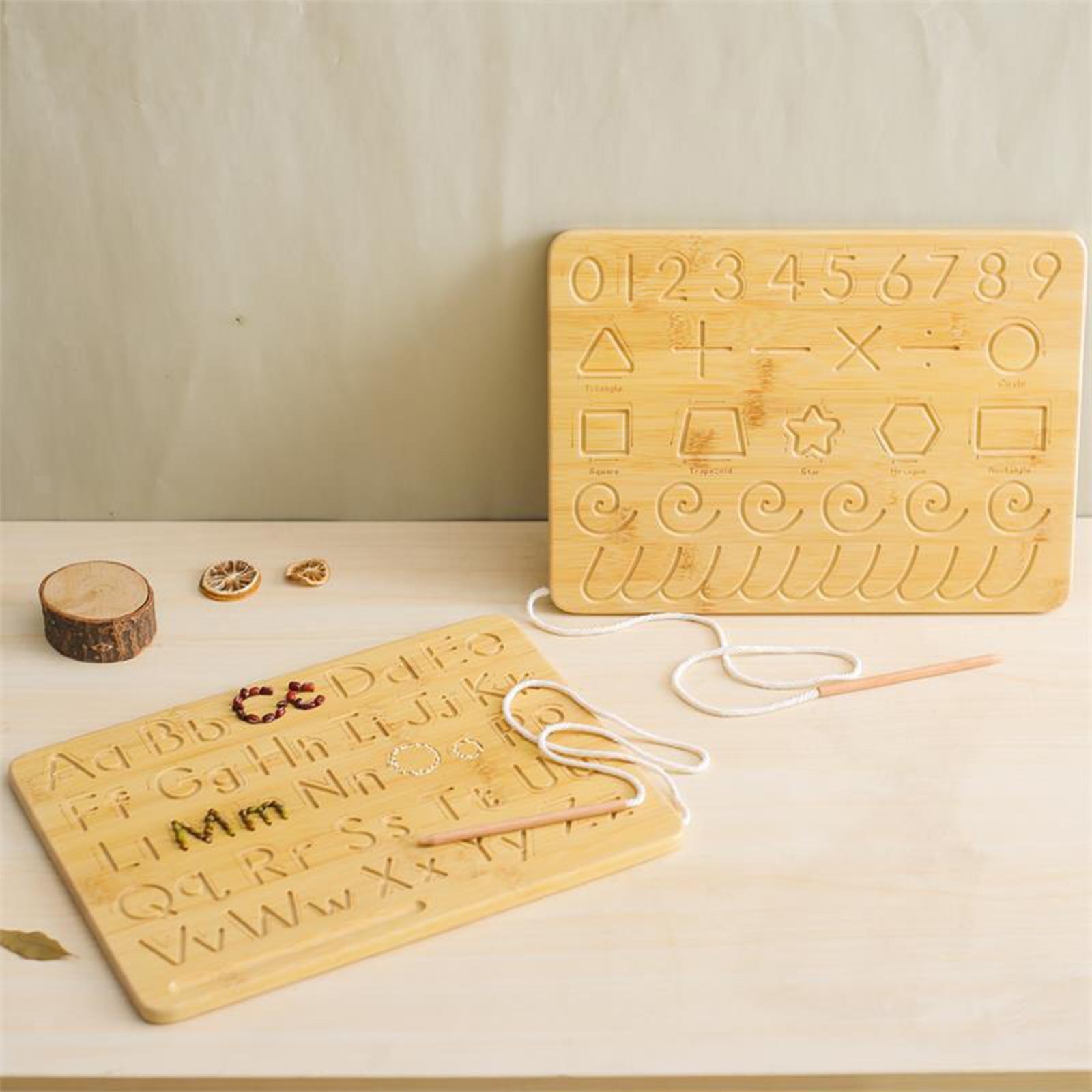 Letter Practicing Board Wooden with Pen Children Double Sided Exercise Board