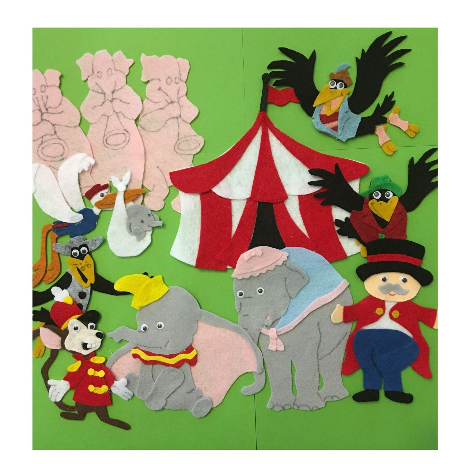 Dumbo the Elephant Handcrafted Characters for Felt Board Play