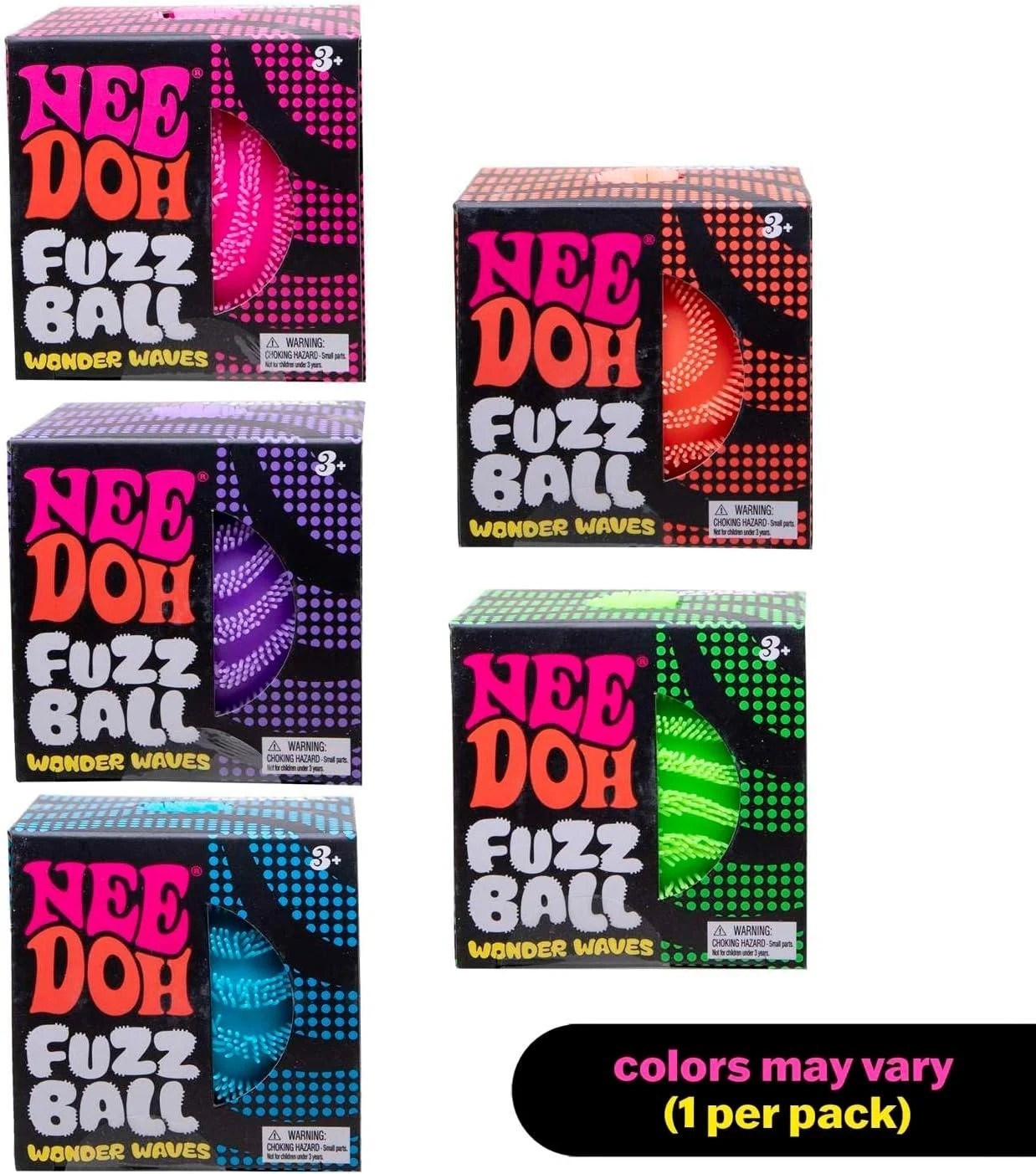 NeeDoh Fuzz Ball Wonder Waves Squishy Stress Ball Nee Doh Fuzzball New Pink