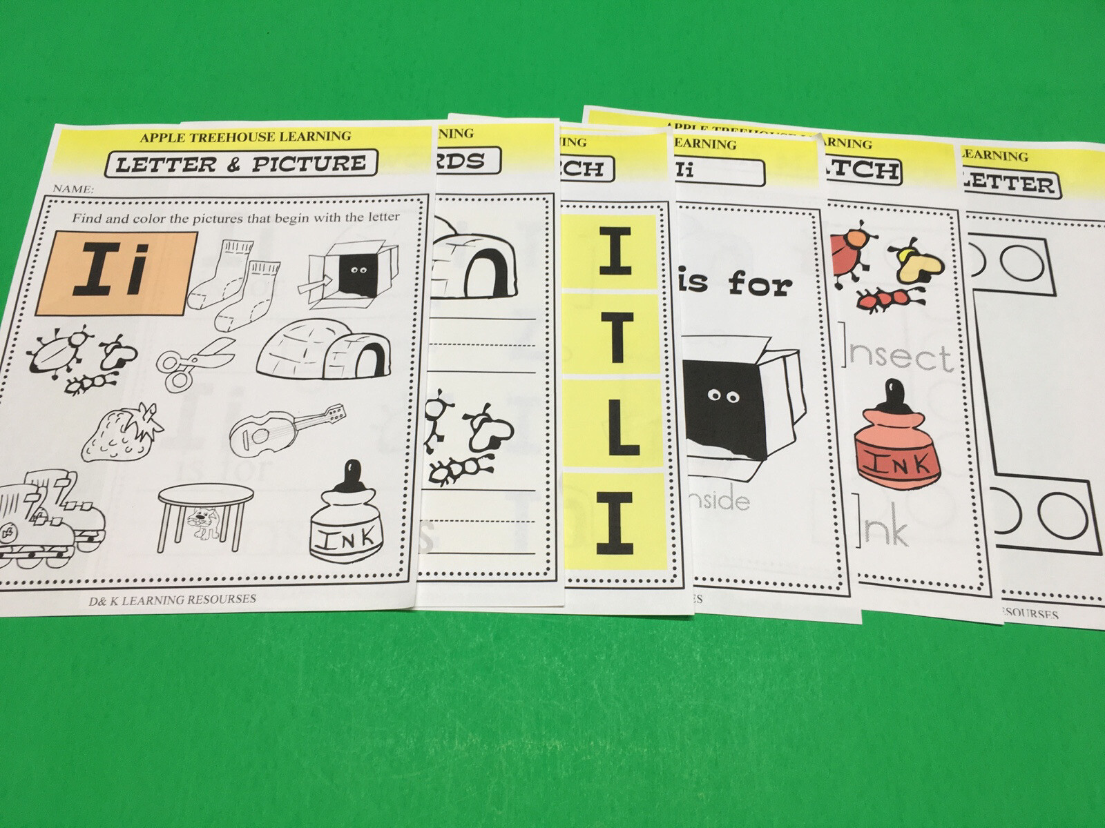 Letter Ii – Apple Treehouse Worksheets – Preschool Teaching supplies 20pgs