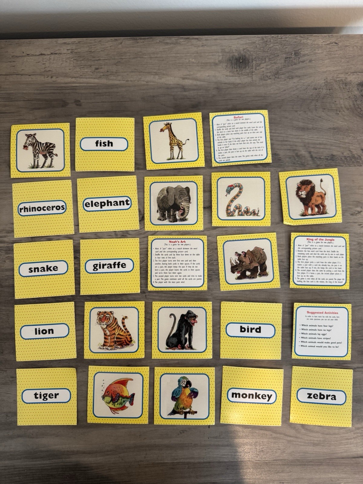 Set Of 24 Learn To Read Animal Matching Cards