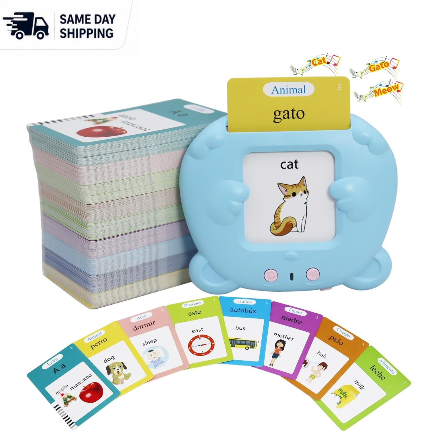 Interactive Talking Flash Cards for Kids – Spanish & English Learning Tool
