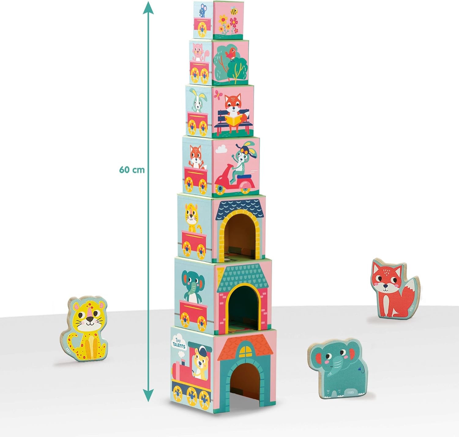 SES Creative 13142 – Stacking blocks tower with animal figures