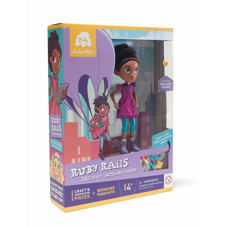 GoldieBlox Ruby Rails Skydive Action Figure with Parachute NEW