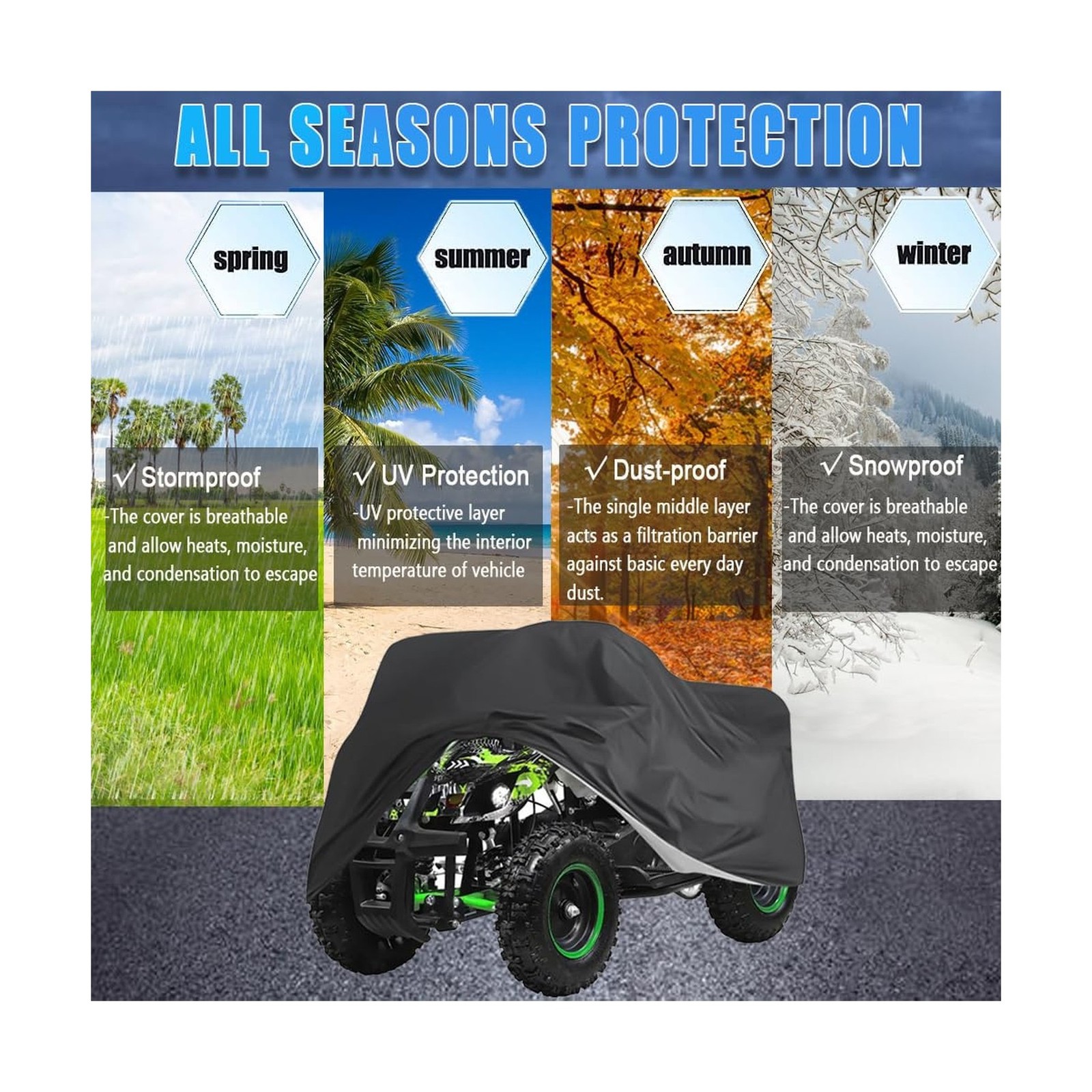 ATV Covers Waterproof 4 Wheeler Covers Quad Covers Used for Polaris Yamaha Su…