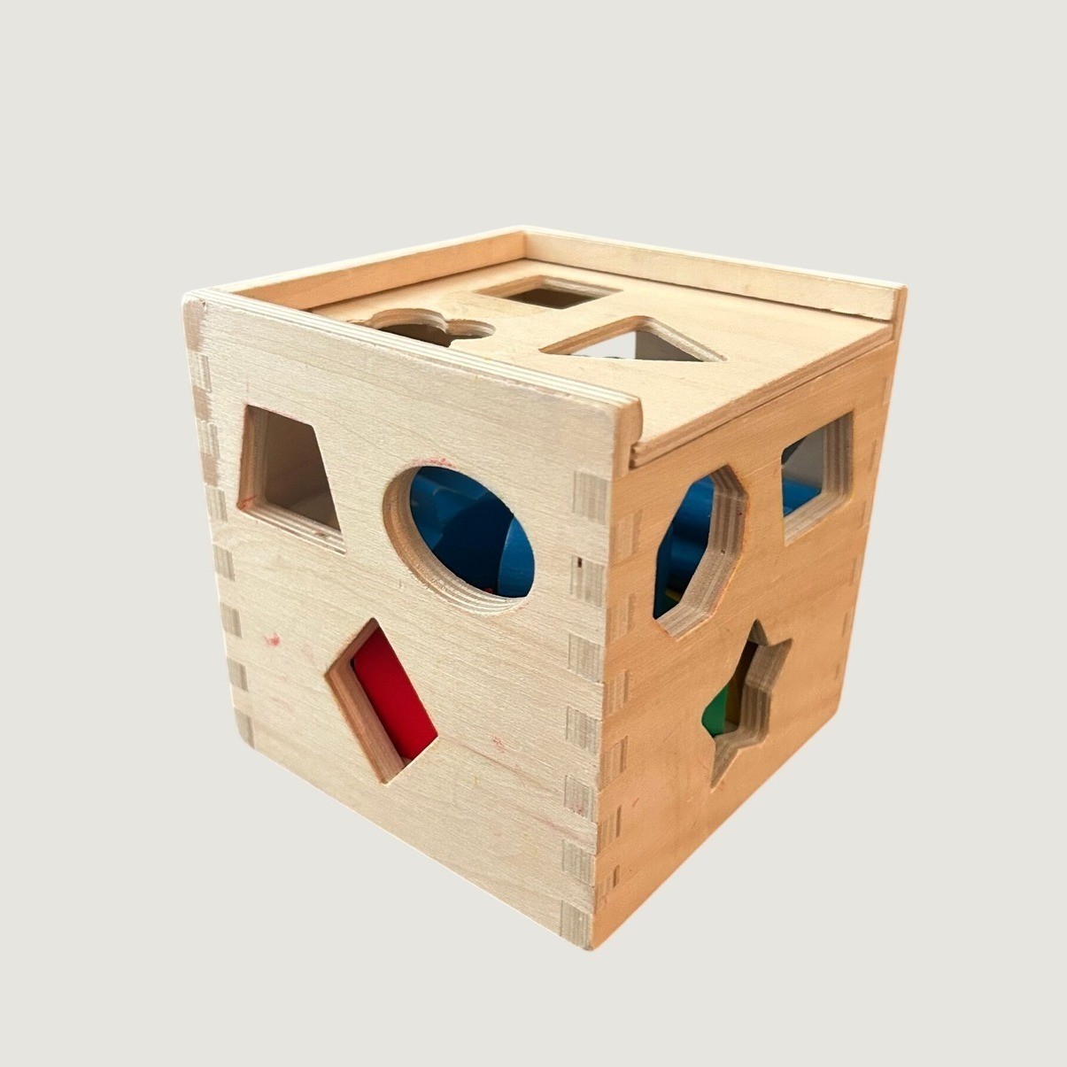 Melissa & Doug Shape Sorting Cube Wooden Educational Toy 12 Pieces 575
