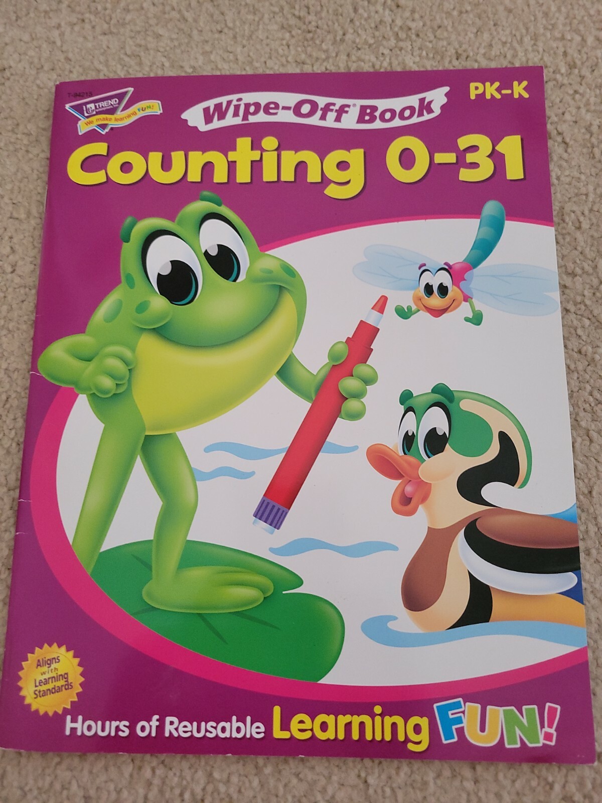 2 PK – K Learning Educational Wipe-Off Books ‘Counting 0-31’ & ‘Everyday Math’