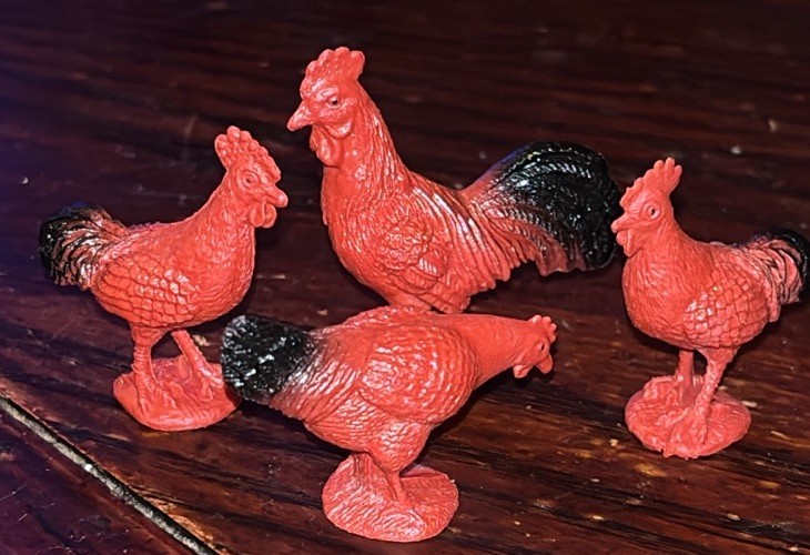 Chicken Rooster & Chickens Red Small Toy Model Plastic Replica Barn Animals