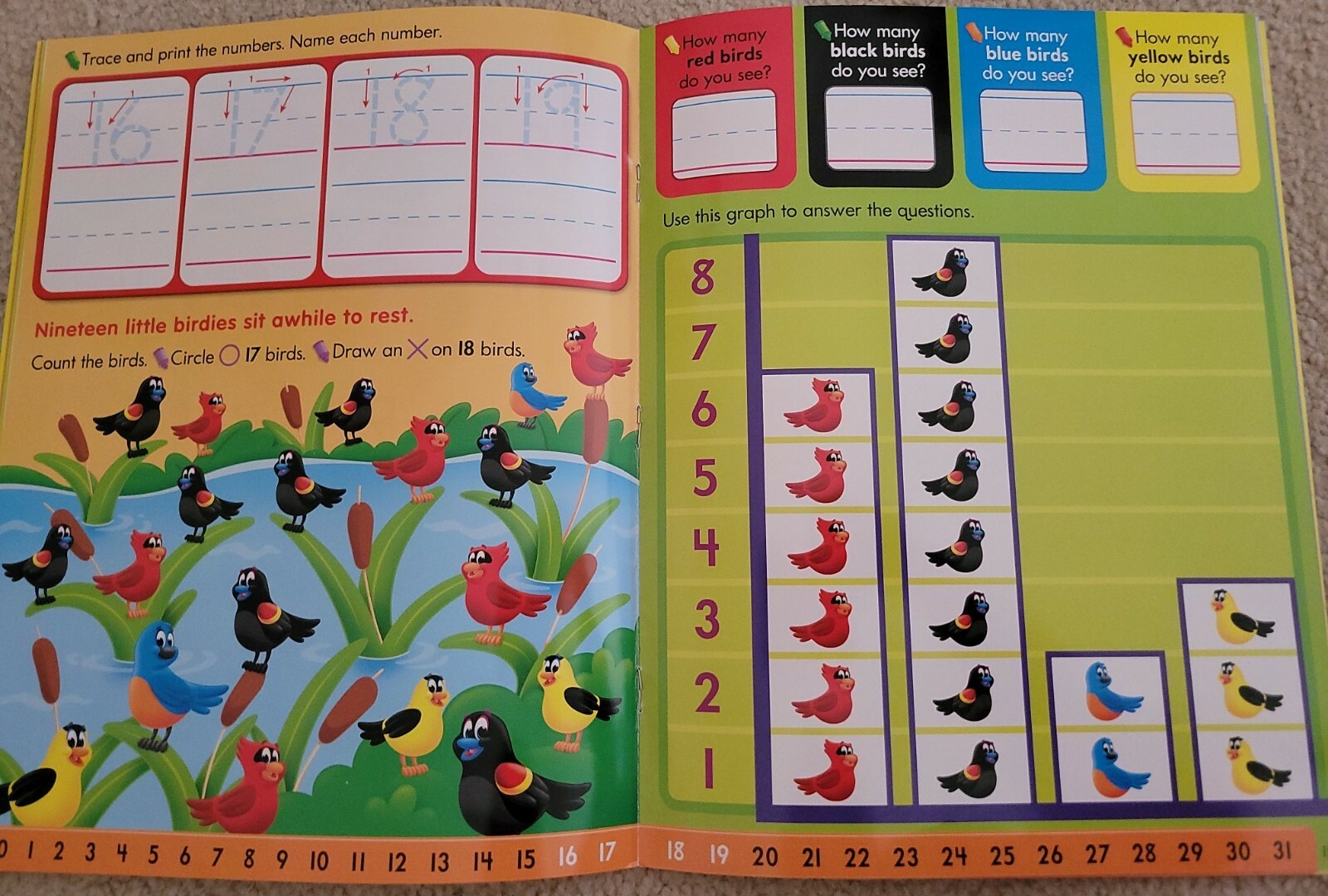 2 PK – K Learning Educational Wipe-Off Books ‘Counting 0-31’ & ‘Everyday Math’