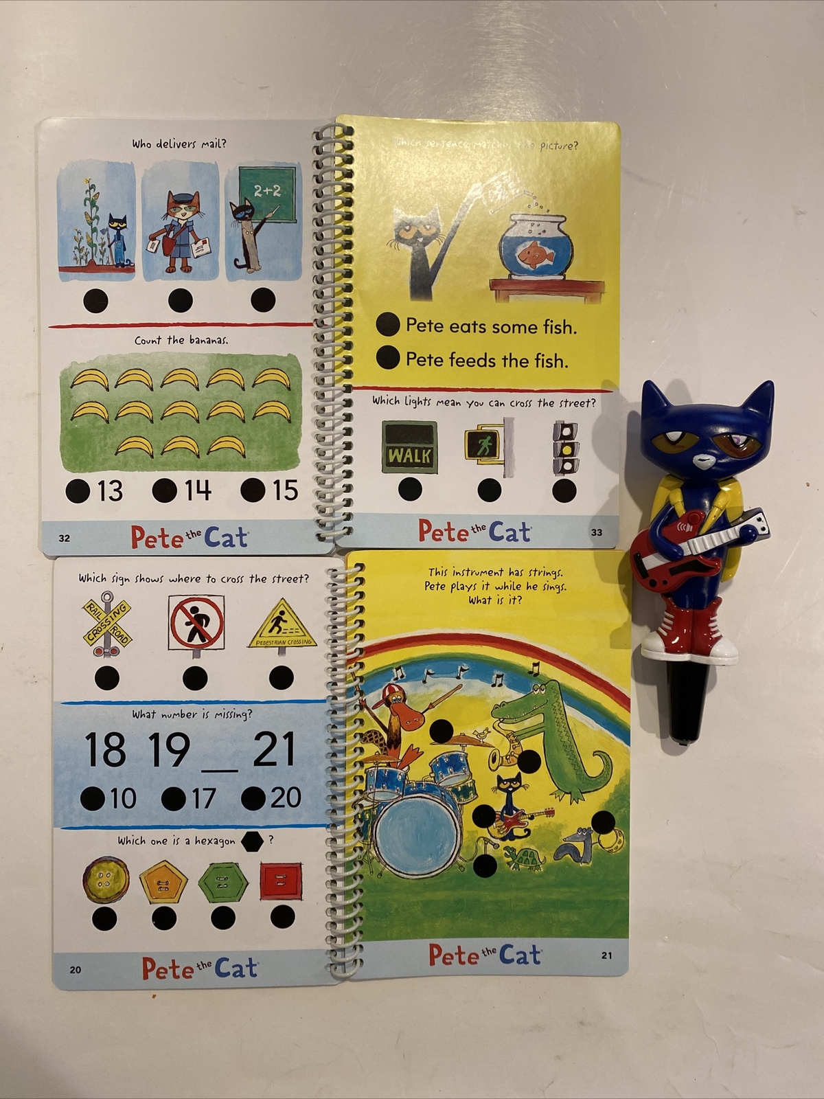 Hot Dots Jr Pete The Cat Interactive Pen w Books 1 & 2 Educational Insights 2010