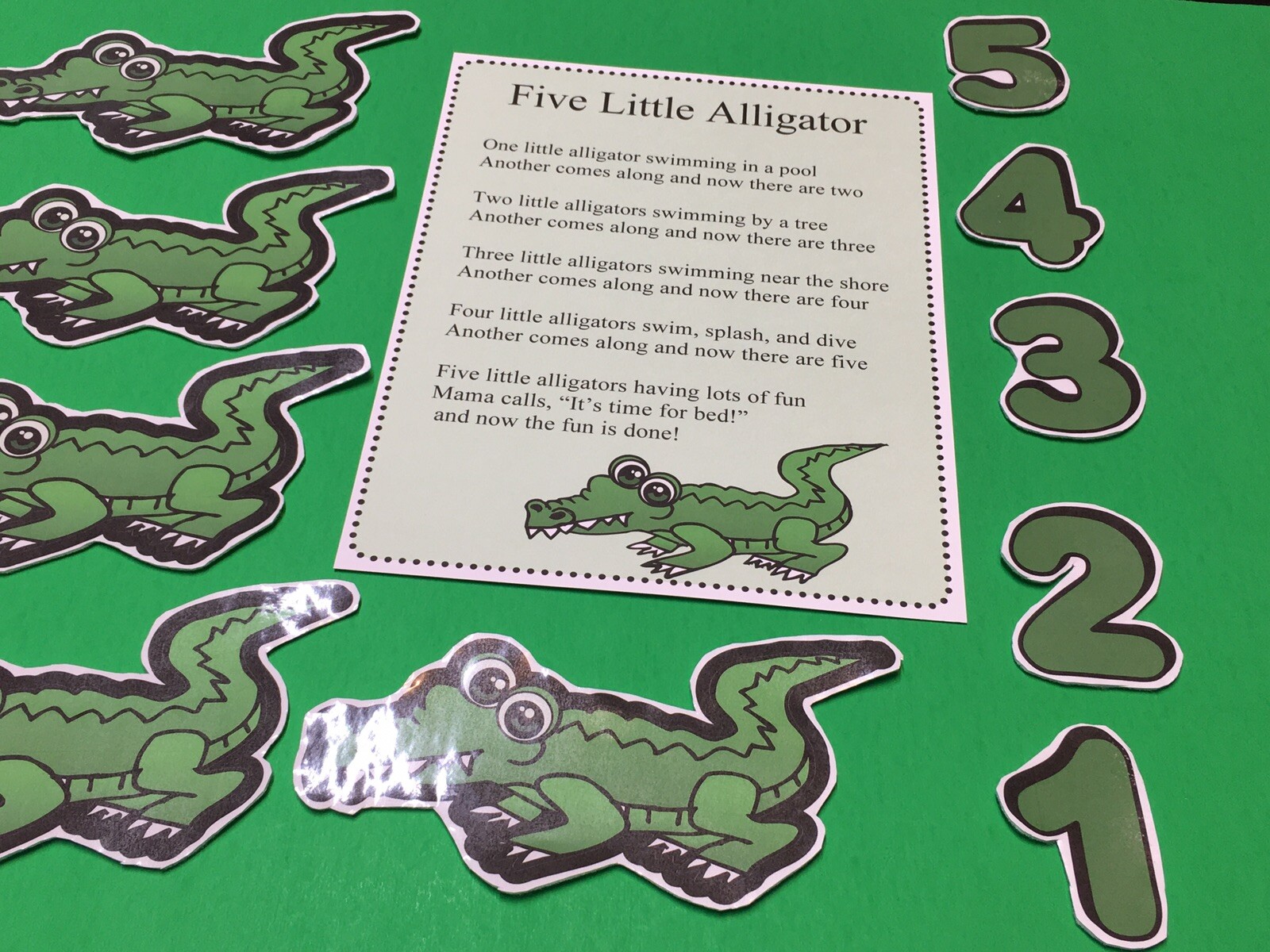 Five Little Alligator Flannel Board Set – Laminated Activity Set – Teaching