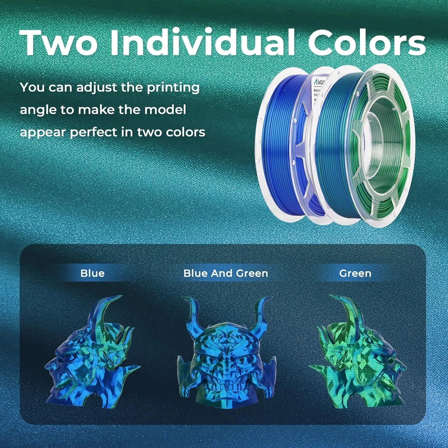 AMOLEN Silk PLA 3D Printer Filament Bundle, Shiny Dual Color PLA Filament 1.75mm