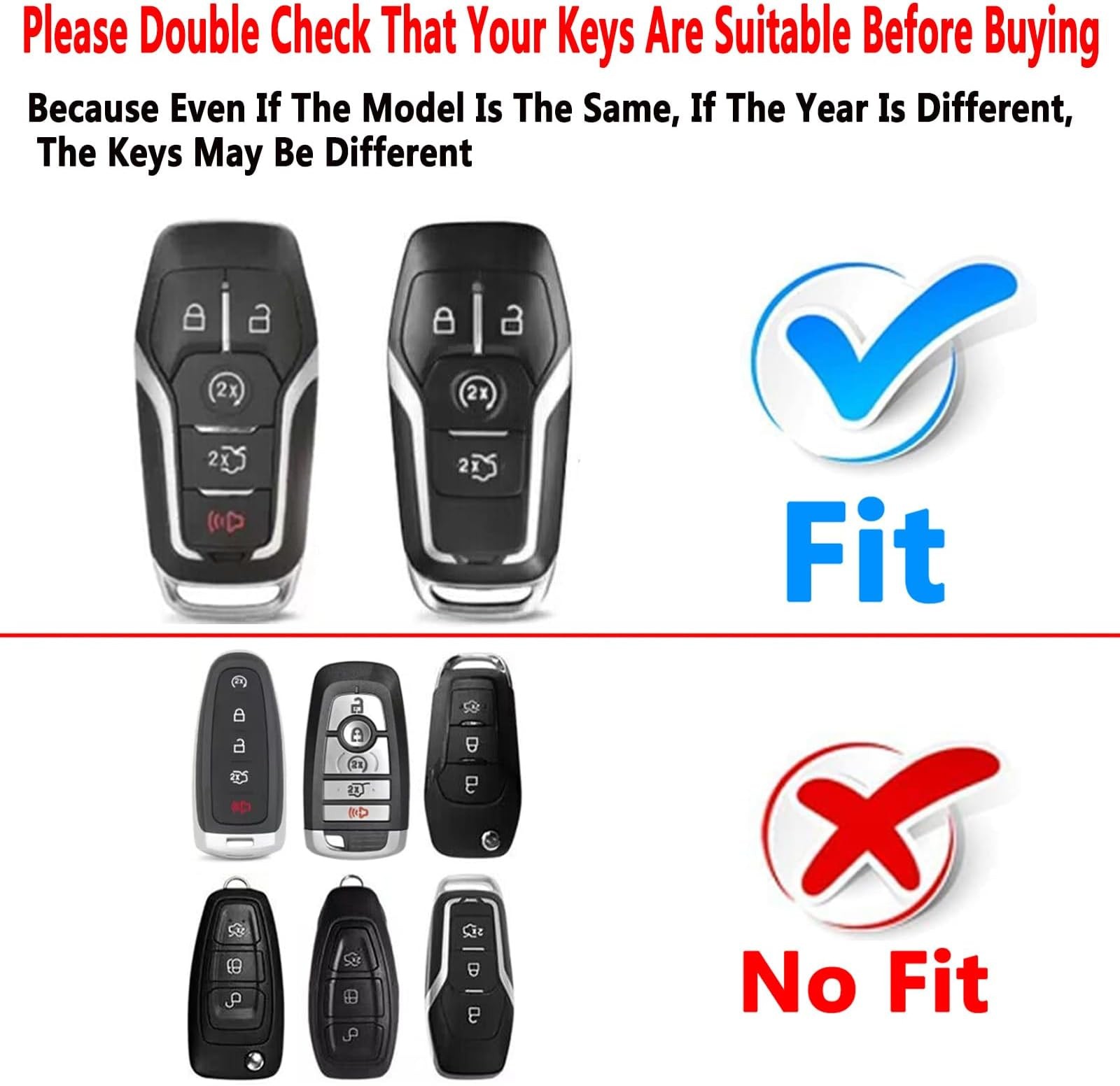 Key Fob Cover Case Compatible with Ford F150 F250 F350 Fusion Edge Explorer M…