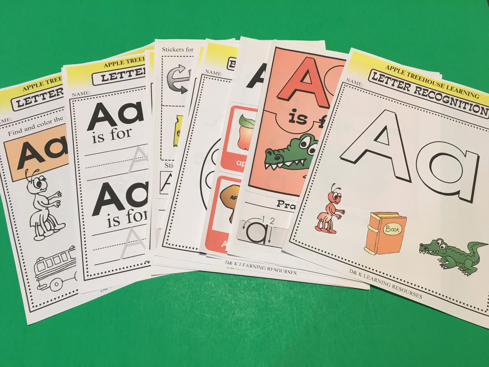 Letter Aa – Apple Treehouse Worksheets – Preschool Teaching supplies 20 pgs