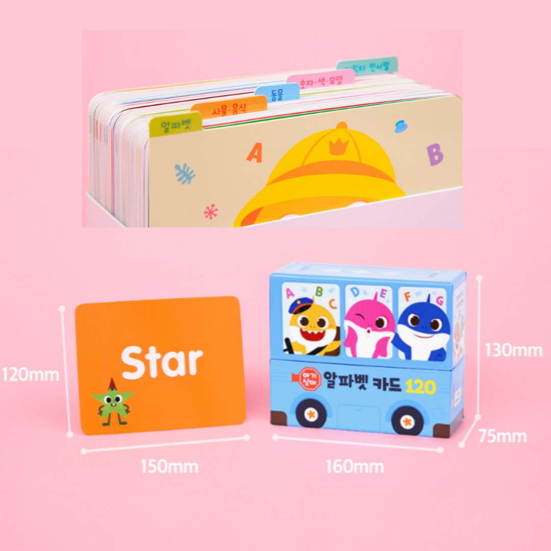 PINKFONG Baby Shark Alphabet Flash cards 120 English Vocabulary Cards