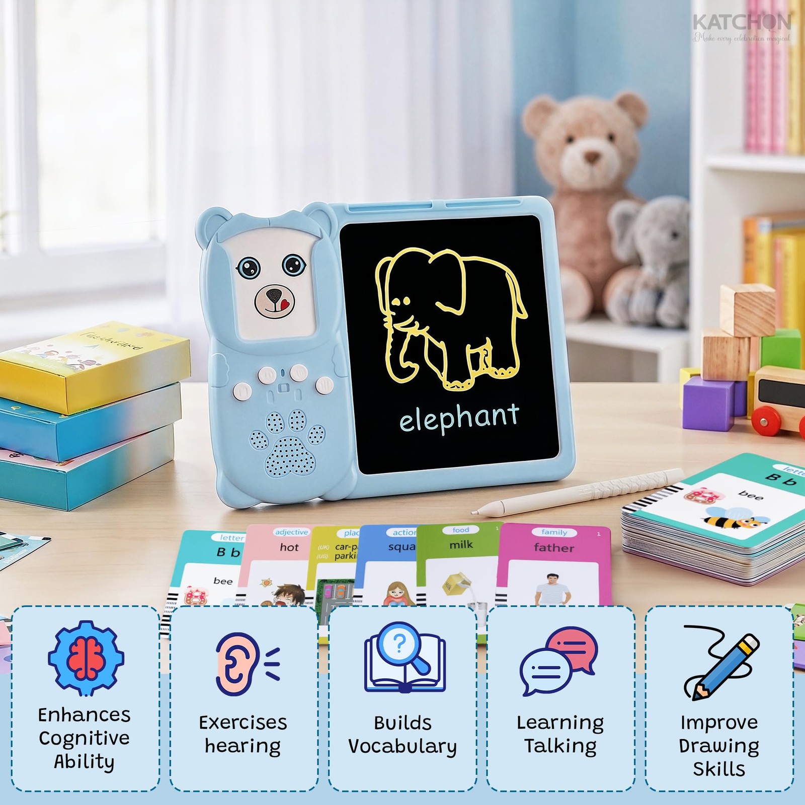 , Talking Flash Cards for Kids 2-in-1 LCD Writing Tablet with 510 Sight Words…