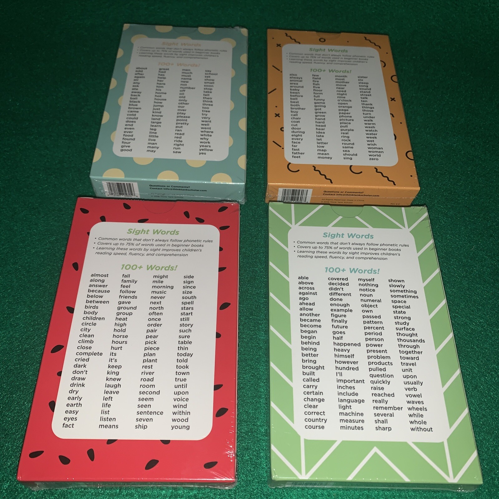Think Tank Scholar 100+ Sight Words FlashCards Homeschool K 1st 2nd 3rd. New !