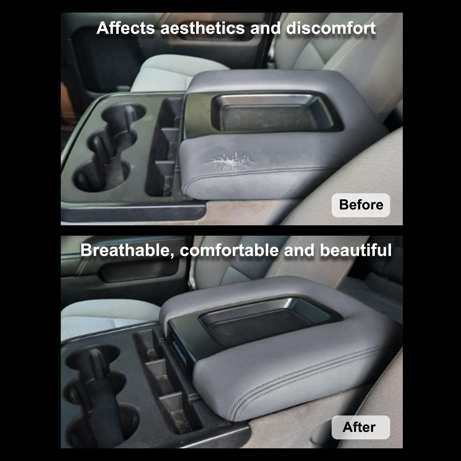 SecosAutoparts 2014-2018 Center Console Armrest Cover Lid for Chevy Silverado…