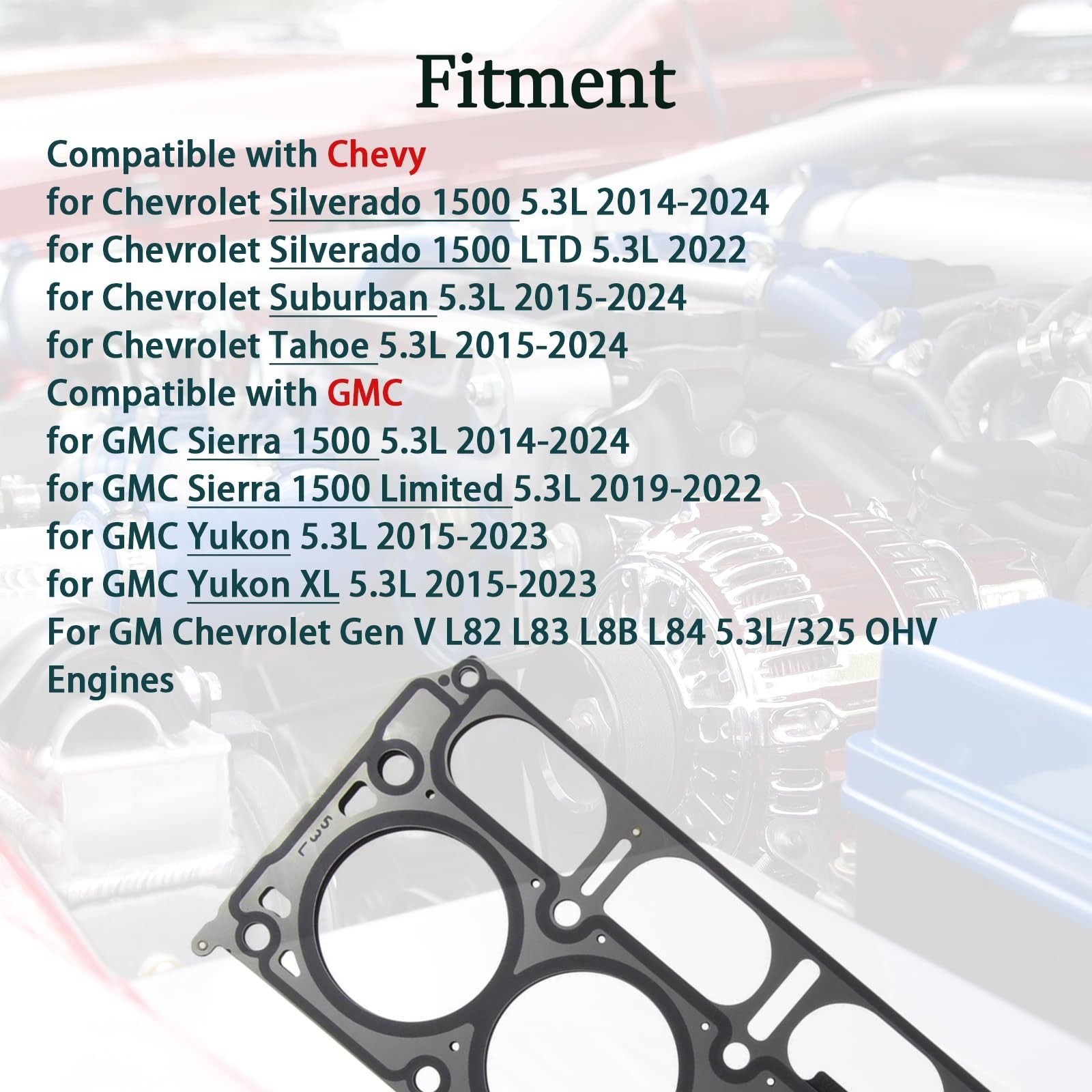 5-Layer MLS Head Gaskets with Head Bolts Kit Fit for GM Chevrolet Silverado 1…