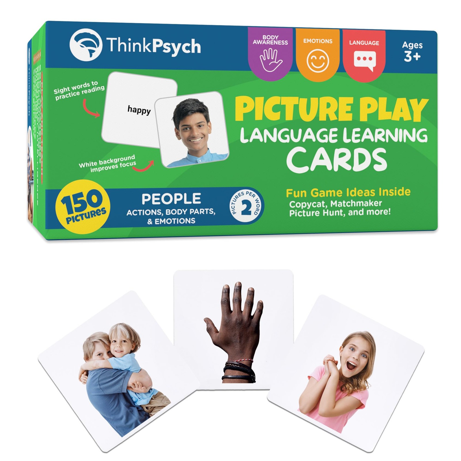 Real People Flashcards – 150 Body Parts, Emotions, and Verbs – Realistic Pict…