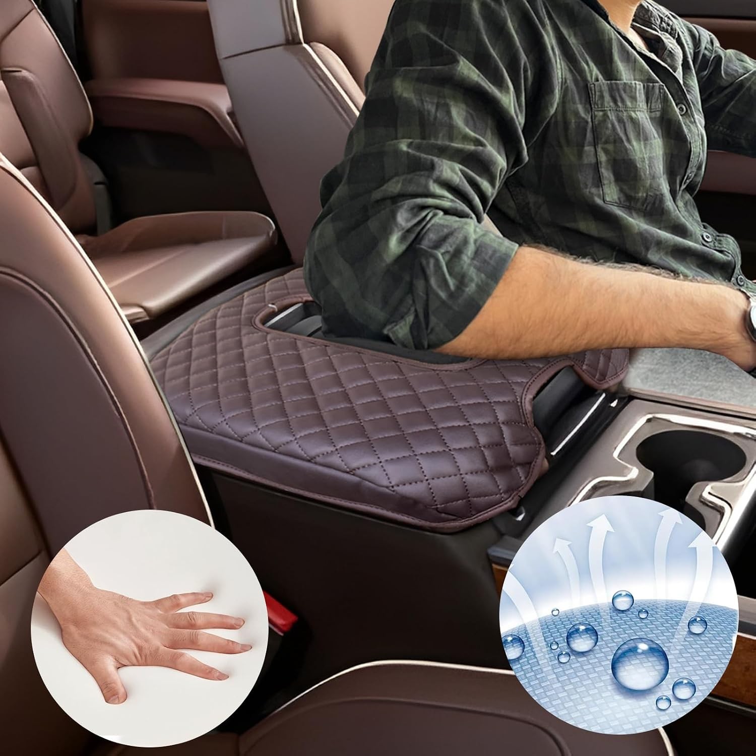 Armrest Cover for Chevy Silverado & GMC Sierra 1500 2500 3500 2014-2018 & Tahoe